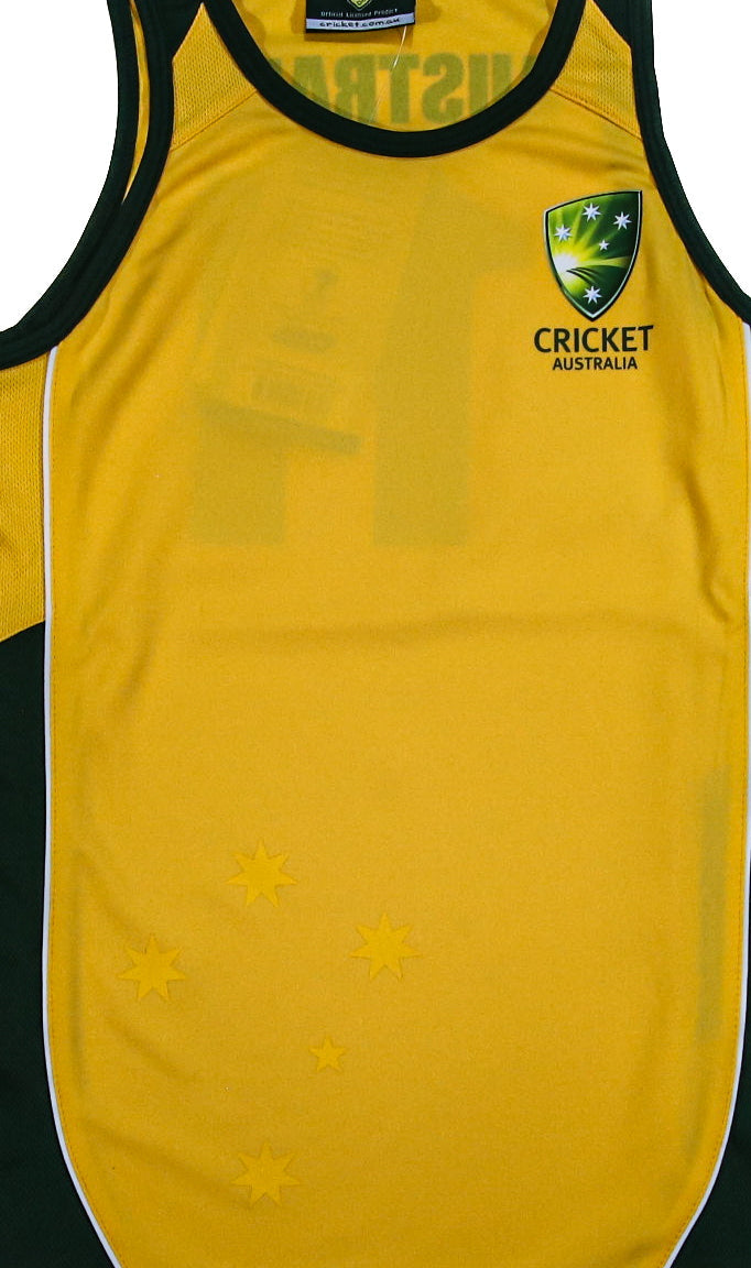 Cricket Australia Men's Piped Panel Gold Singlet