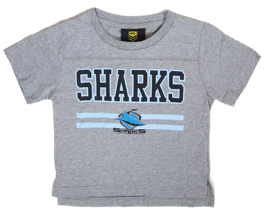 NRL Cronulla Sharks Heathered Lifestyle Kid's Gray Tee
