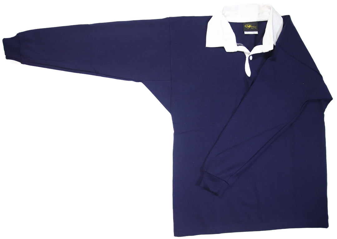 Plain Rugby Blue Adult's Ready To Custom Printing Full Sleeve