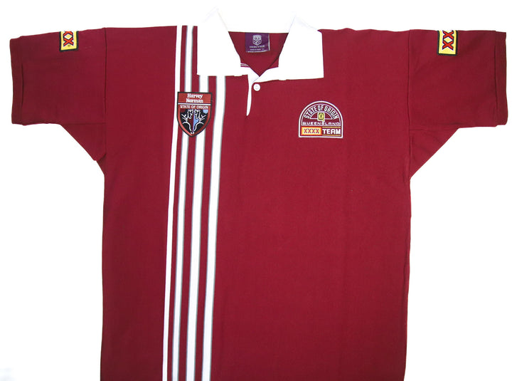 State Of Orgin Qld Maroon Men's Retro Heritage Rugby Polo Xxxx